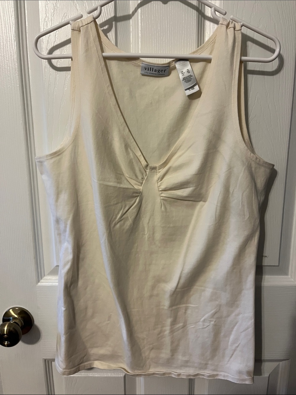 villager Cream V-Neck Sleeveless Tank Top